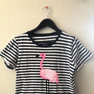 J.Crew Flamingo Striped Tee Size Large